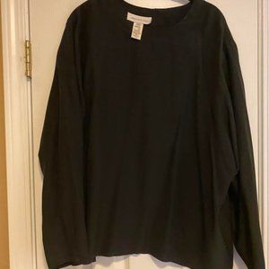 Jones of New York Black Silk Collarless Blouse